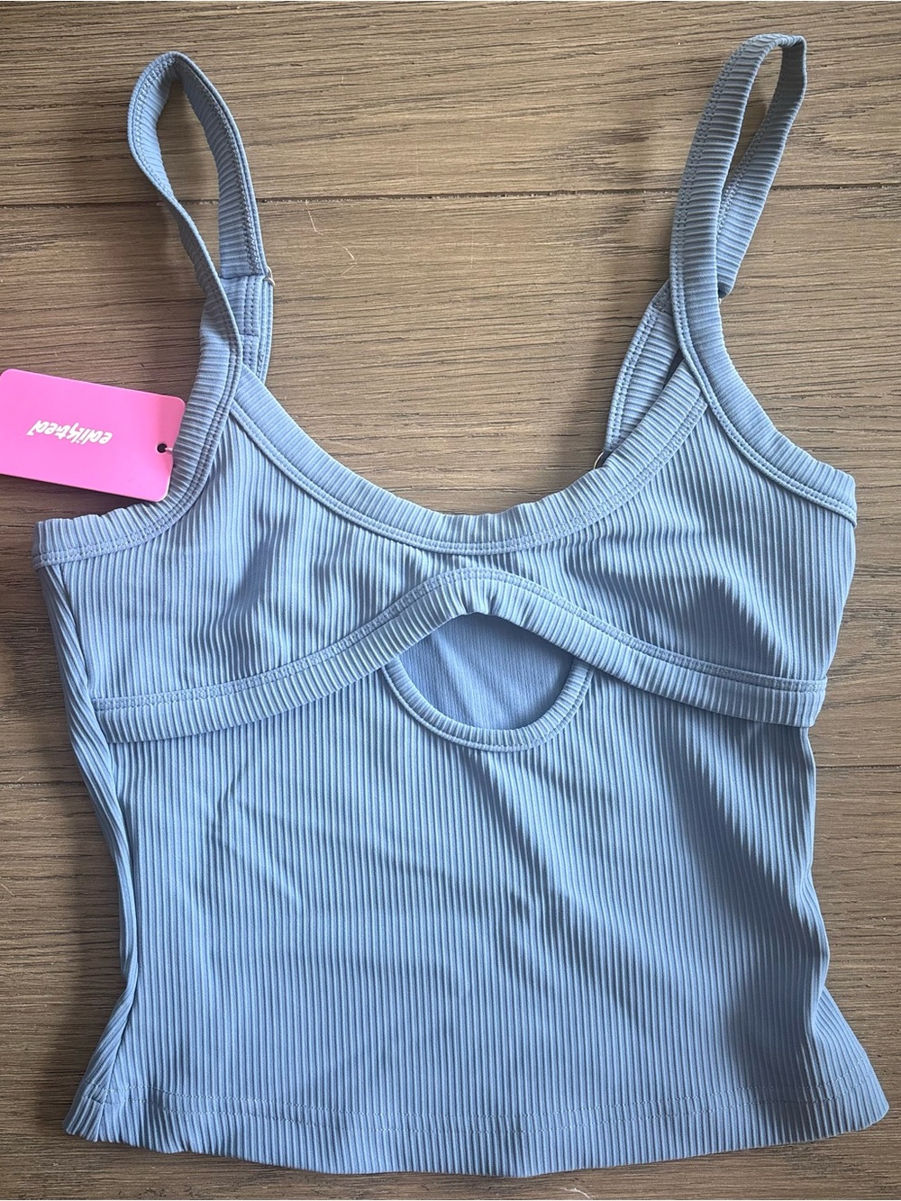Edikted - NWT Light Blue Ribbed Keyhole Bandeau Tank